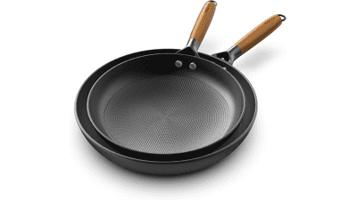 Imarku Frying Pan Set - 10 & 12 inch Honeycomb Cast Iron Skillets, Nonstick Dishwasher Safe