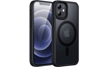 JETech Magnetic Case for iPhone 12 Mini 5.4-Inch - Translucent Matte Back Slim Shockproof Phone Cover (Black)