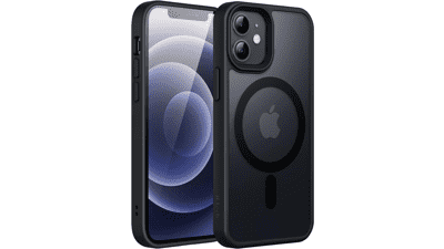 JETech Magnetic Case for iPhone 12 Mini 5.4-Inch - Translucent Matte Back Slim Shockproof Phone Cover (Black)