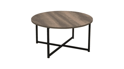 Jamestown Round Coffee Table - Ashwood Rustic Wood Grain and Black Metal - 31.5 x 31.5 - Taupe
