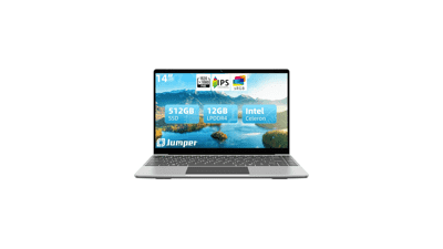 Jumper Laptop 12GB RAM 512GB SSD Intel Celeron Quad-Core 14 Inch 1080p FHD IPS Display UHD Graphics 600 Dual Stereo Speakers 5G WiFi Type-C