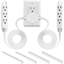 K KASONIC 3 Prong 12 Feet Twin Extension Cord Power Strip, Flat Head Outlet Plug, 6 Outlets, Double Extension Cord Splitter, ETL Listed - White