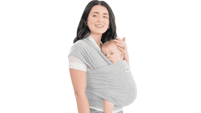 KeaBabies Baby Wrap Carrier - Original Breathable Sling, Lightweight, Hands Free, Newborn Infant Wraps (Light Heather)