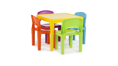 Kids Plastic 4 Set, Yellow Table and Vibrant Chairs by Humble Crew