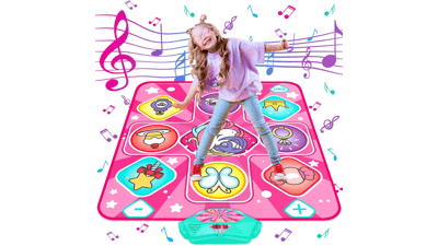 Kusntin Unicorn Dance Mat - Pink Dance Pad with LED Lights and Built-in Music