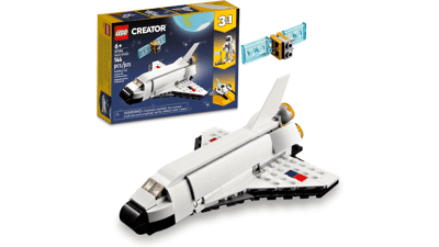 LEGO Creator 3 in 1 Space Shuttle Toy for Kids, Creative Gift Idea Ages 6+, Build and Rebuild into Astronaut Figure or Spaceship