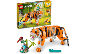 LEGO Creator Majestic Tiger Building Set - Transforms to Panda or Koi Fish - Animal Figures - Collectible Building Toy - Gifts for Kids - Boys & Girls 9+ Years Old - 31129