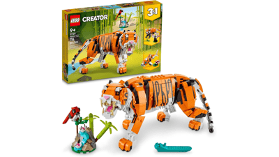 LEGO Creator Majestic Tiger Building Set - Transforms to Panda or Koi Fish - Animal Figures - Collectible Building Toy - Gifts for Kids - Boys & Girls 9+ Years Old - 31129