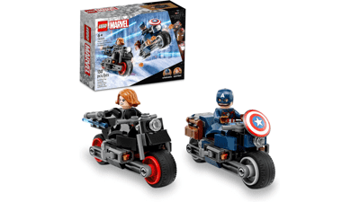 LEGO Marvel Black Widow & Captain America Motorcycles 76260 - Buildable Marvel Toy for Kids Ages 6-8