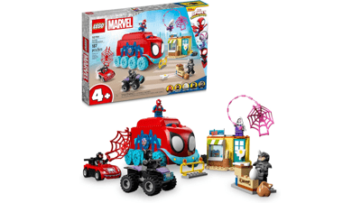 LEGO Marvel Team Spidey's Mobile Headquarters Building Set - Miles Morales and Black Panther Minifigures - Spidey and His Amazing Friends Series - Ages 4+