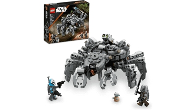 LEGO Star Wars Spider Tank 75361 Building Toy Mech from The Mandalorian Season 3 Includes The Mandalorian with Darksaber Bo-Katan and Grogu Minifigures Gift Idea for Kids Ages 9+