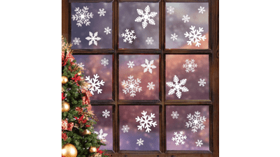 LUDILO 135Pcs Christmas Window Clings Snowflakes Decals Static Stickers Decorations Ornaments Xmas Party Supplies Thanksgiving Décor