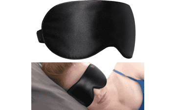 Lacette Mulberry Silk Eye Mask for Men and Women - Block Out Light Sleep Mask and Blindfold - Soft and Smooth - Full Night's Sleep - Black