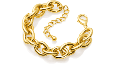 Lane Woods 14k Gold Plated Chunky Thick Large Link Chain Bracelet for Women