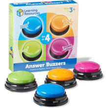 Learning Resources Answer Buzzers - Set of 4, Assorted Colors, Family Game and Trivia Nights, Kids