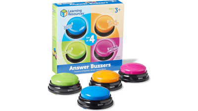 Learning Resources Answer Buzzers - Set of 4, Assorted Colors, Family Game and Trivia Nights, Kids