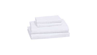 Lightweight Super Soft Microfiber Bed Sheet Set with Deep Pockets - Queen Size, Bright White