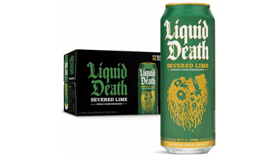 Liquid Death Sparkling Water with Agave, Severed Lime, 16.9 oz Tallboys (12-Pack)