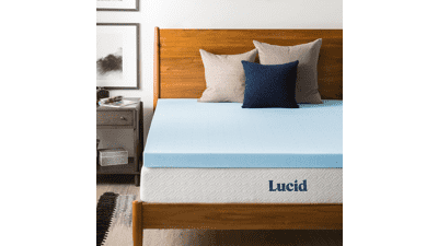 Lucid 3 Inch Gel Infused Memory Foam Mattress Topper - Queen Size - Ventilated Design - CertiPur Certified