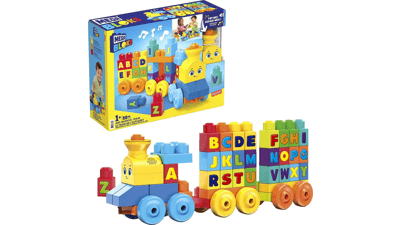 MEGA BLOKS Fisher-Price ABC Blocks Building Toy - ABC Musical Train with 50 Pieces - Music and Sounds for Toddlers - Gift Ideas for Kids Age 1+