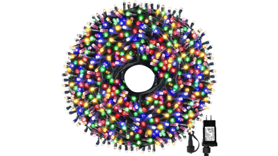 MZD8391 105FT 300LEDs Christmas Lights Outdoor Indoor String Lights 8 Modes Memory Function for Christmas Tree Party Decoration (4 Sets CONNECTABLE) Multi-Color