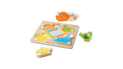 Melissa & Doug Wooden Touch and Feel Puzzle Peek-a-Boo Pets