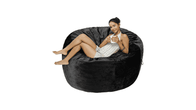 Memory Foam Bean Bag Chair with Microfiber Cover - 5 ft - Black