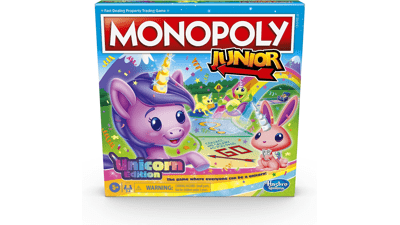 Monopoly Junior: Unicorn Edition Board Game for Kids Ages 5 and Up