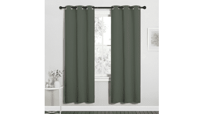 NICETOWN Thermal Insulated Blackout Curtains, Grommet Room Darkening Drapes for Bedroom (Dark Mallard, Set of 2, 34x72 inches)