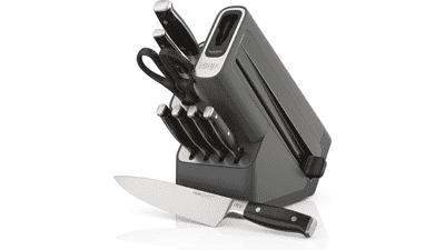 Ninja K32009 Foodi NeverDull Knife System - 9 Piece Block Set with Sharpener - German Stainless Steel Knives - Black