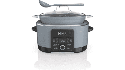 Ninja MC1001 Foodi PossibleCooker PRO 8.5 Quart Multi-Cooker - 8-in-1 Slow Cooker, Dutch Oven, Steamer & More - Glass Lid Integrated Spoon - Nonstick - Oven Safe Pot to 500°F - Sea Salt Gray