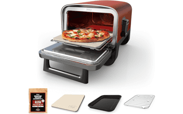 Ninja Woodfire Pizza Oven - 8-in-1 Outdoor Oven with 5 Pizza Settings, 700°F High Heat, BBQ Smoker, Wood Pellets, Pizza Stone - Portable and Terracotta Red