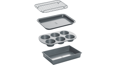 Non-Stick Toaster Oven Bakeware Set - 4-Piece, Carbon Steel by Chicago Metallic