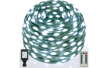 Ollny 800LED 262FT Plug in Christmas Lights - IP67 Waterproof Green Wire - Remote Control - 8 Modes and Timers - for House Indoor Xmas Decorations (Cool White)