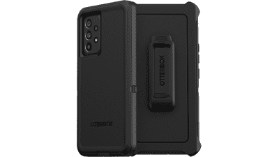OtterBox Samsung Galaxy A53 5G Defender Case - BLACK, rugged & durable, port protection, holster clip kickstand