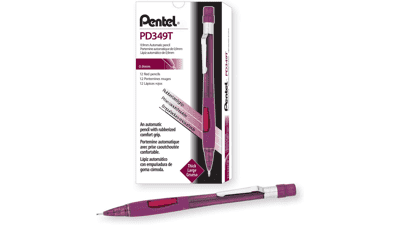 Pentel Quicker Clicker 0.9mm Automatic Pencil, Transparent Red Barrel (Box of 12)