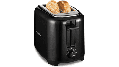 Proctor Silex 2-Slice Toaster - Extra Wide Slots, Bagel Function, Cool-Touch, Shade Selector, Auto Shut-off - Black