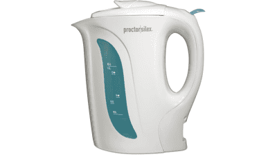 Proctor Silex Electric Tea Kettle - Auto-Shutoff & Boil-Dry Protection - 1000 Watts - 1 Liter - White