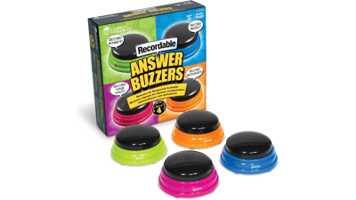 Recordable Answer Buzzers - Set of 4, Ages 3+ | Pre-K Personalized Sound Buttons, Game Show Buzzers