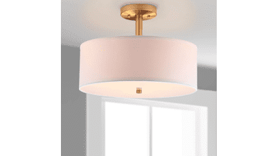 SAFAVIEH Clara Gold 16-inch Semi Flush Mount Ceiling Light (LED Bulbs Included)