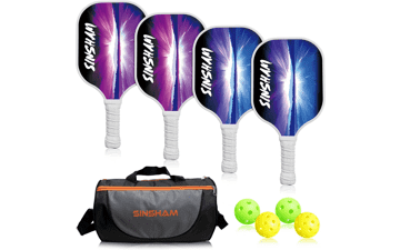 SINSHAM Pickleball Paddles Set - Graphite Rackets with Honeycomb Core - Includes Balls, Replacement Grip, and Bag
