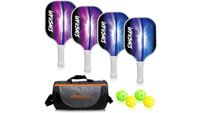 SINSHAM Pickleball Paddles Set - Graphite Rackets with Honeycomb Core - Includes Balls, Replacement Grip, and Bag