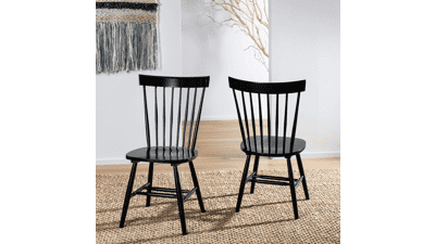 Safavieh Parker Country Farmhouse Wood Black Spindle Side Chair Set of 2