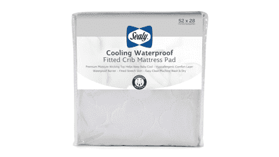 Sealy Cooling Waterproof Toddler Bed and Baby Crib Mattress Pad Cover Protector