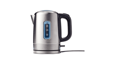 Stainless Steel Portable Electric Hot Water Kettle for Tea and Coffee, 1 Liter, Black and Silver