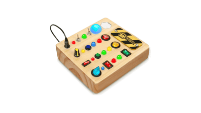 TINTECUSA Busy Board Montessori Toys for Toddlers - Wooden Sensory Board with Shape Sorter and LED Light Up - Educational Travel Activity for 1-6 Year Olds - Girls & Boys Gifts