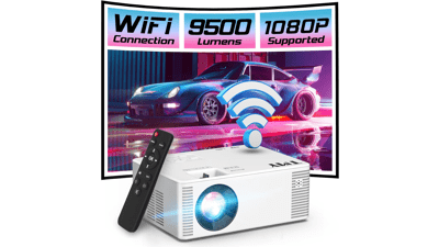 TMY Mini WiFi Projector - 1080P HD Portable Projector with 9500 Lumen