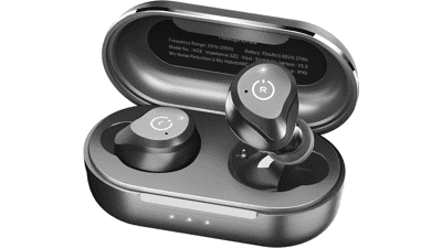 TOZO NC9 Hybrid Active Noise Cancelling Wireless Earbuds - IPX6 Waterproof Bluetooth 5.3 Stereo Earphones - Immersive Sound Deep Bass Headset (Matte Black)