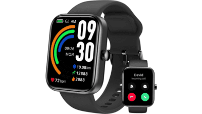 TOZO S3 Smart Watch - Bluetooth Fitness Tracker with Heart Rate, Blood Oxygen Monitor, Sleep Monitor - IP68 Waterproof - 1.83-inch HD Color - Compatible with iPhone & Android