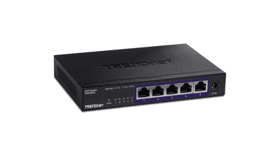 TRENDnet 5-Port 2.5G Switch, 5 x 2.5GBASE-T Ports, 25Gbps Switching Capacity, Fanless, Wall Mountable - Black